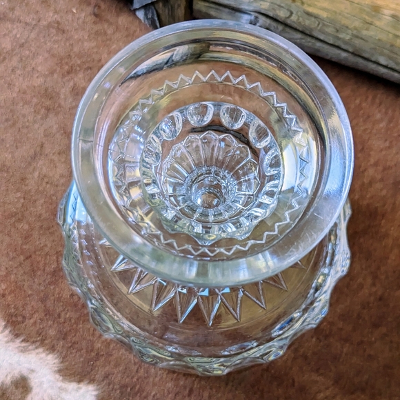 Antique Heavy Glass Compote Dish With Lid Kings Crown Nob - Picture 6 of 15